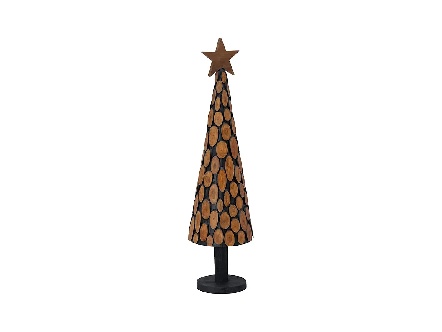 Sapin de Noël avec support Marron 120 cm Bois de teck solide