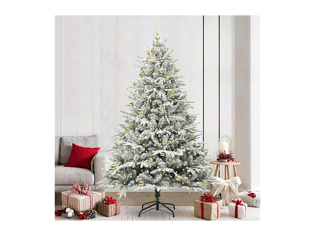 Sapin de Noël artificiel pré-éclairé avec set de boules Vert