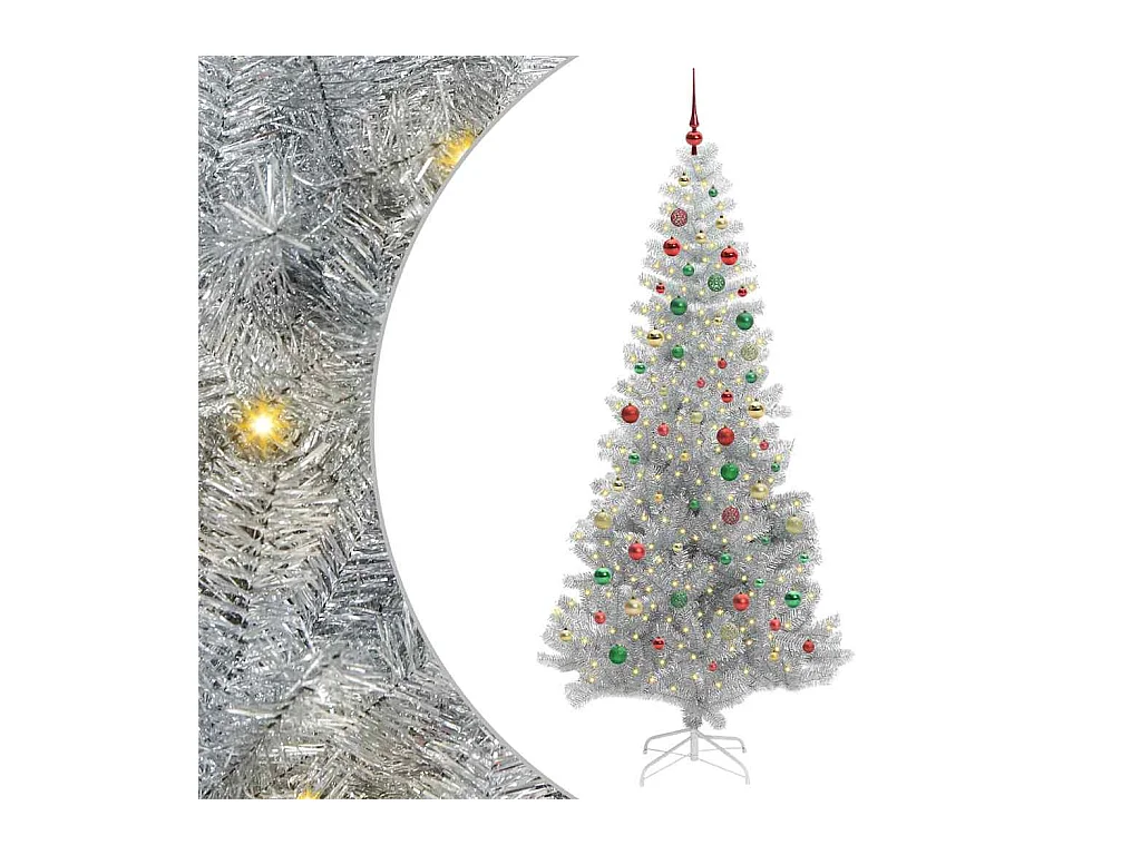Árbol de Navidad con 300 LED con soporte Plateado 210 cm PET