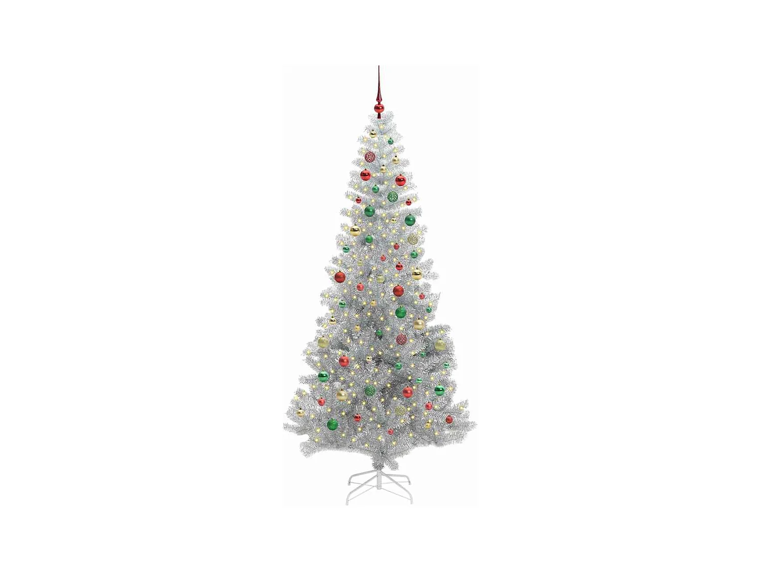 Árbol de Navidad con 300 LED con soporte Plateado 210 cm PET