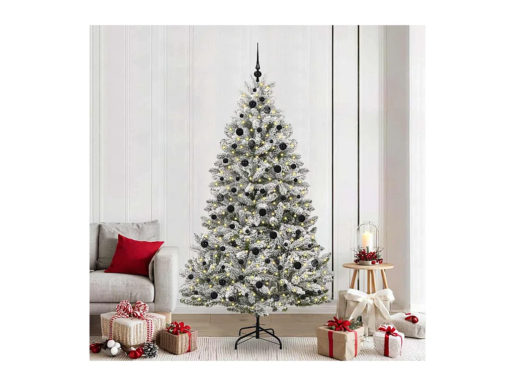 Sapin de Noël artificiel Vert et blanc 210 cm PVC et métal