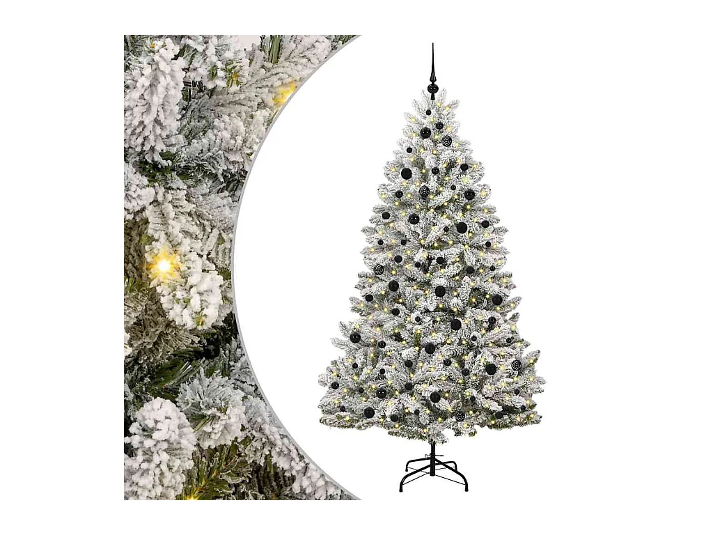 Sapin de Noël artificiel Vert et blanc 210 cm PVC et métal