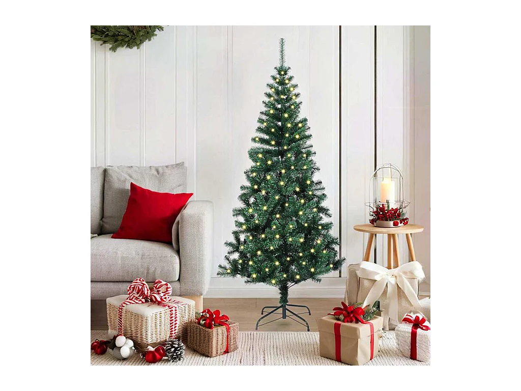 Árbol de Navidad Artificial Preiluminado Verde 150 cm