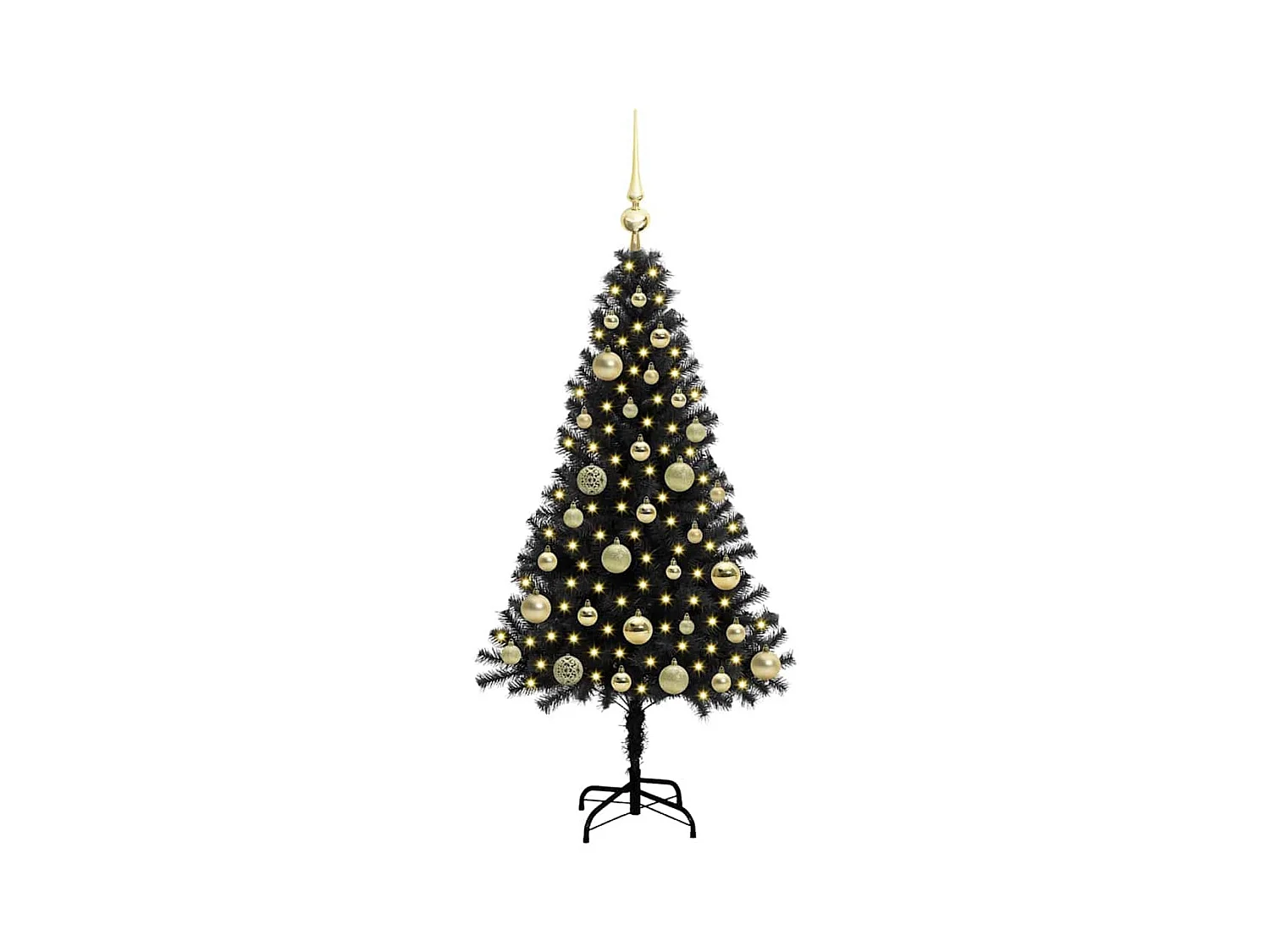 Árvore de Natal com 150 LEDs com suporte Preto 120 cm PVC