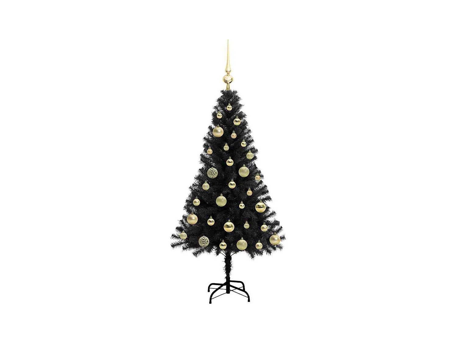 Árvore de Natal com 150 LEDs com suporte Preto 120 cm PVC