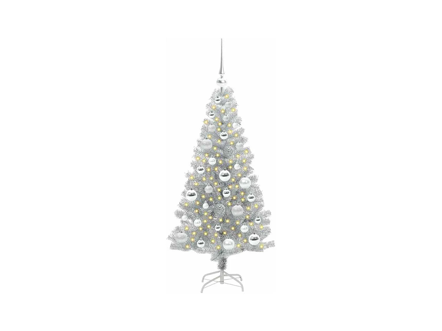 Árbol de Navidad con 150 LED con soporte Plateado 120 cm PET