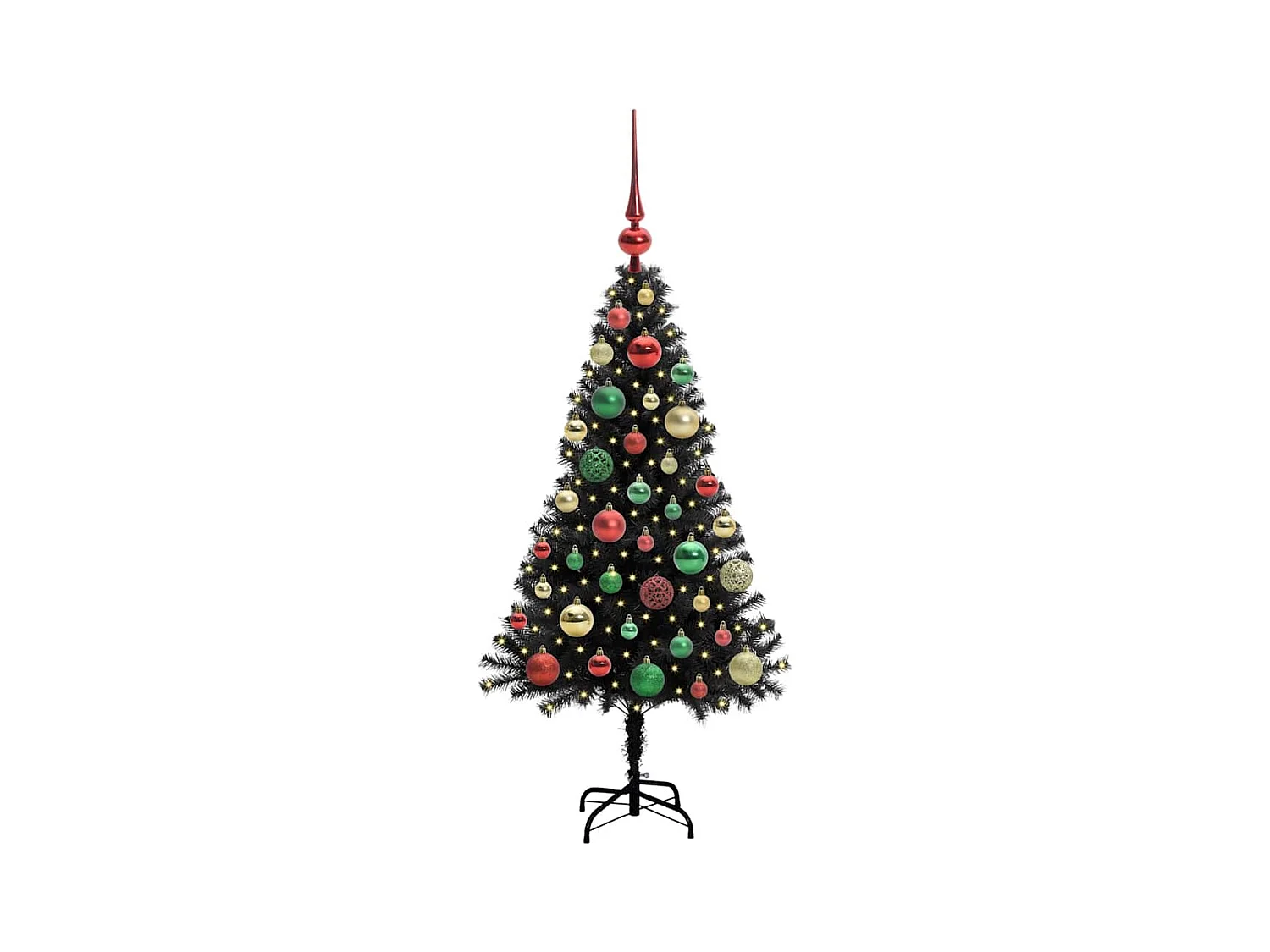 Árvore de Natal com 150 LEDs com suporte Preto 120 cm PVC