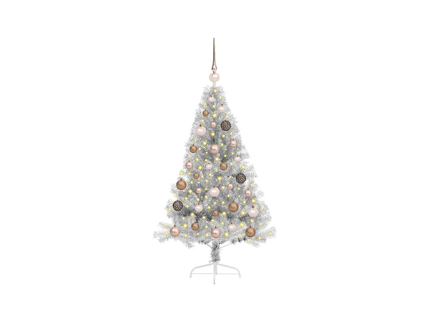 Sapin de Noël artificiel pré-éclairé Argent 120 cm PET