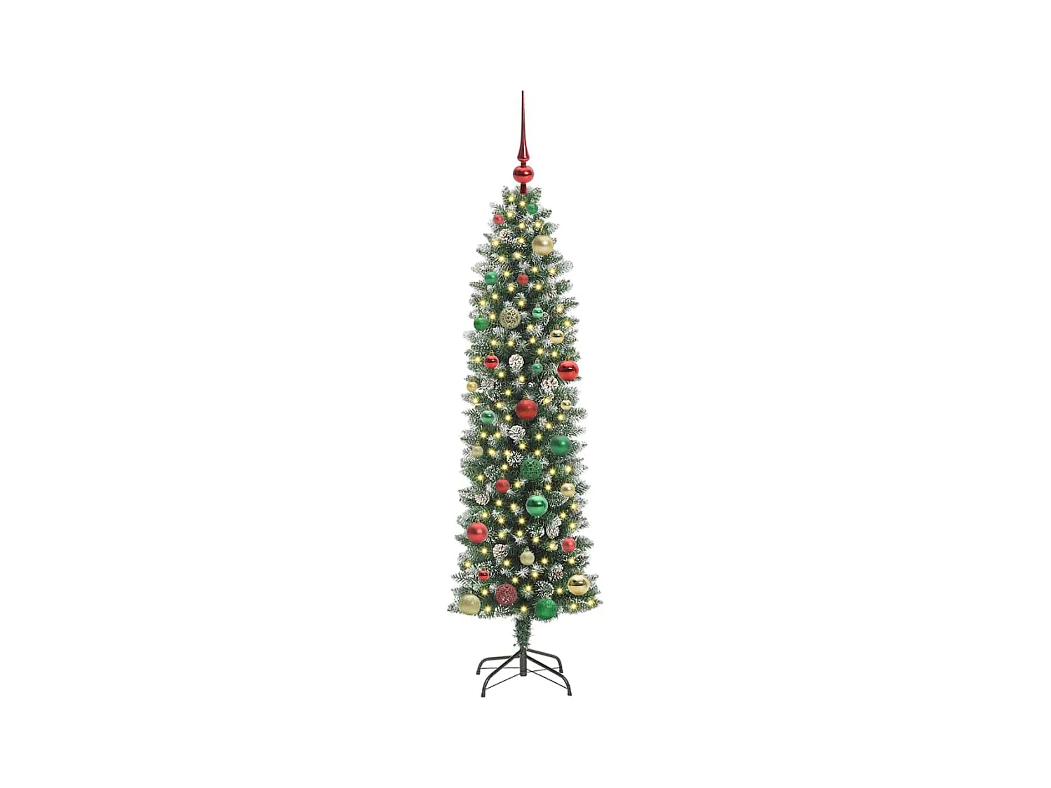 Arbre de Noël artificiel slim avec 150 LED Vert et blanc 150 cm
