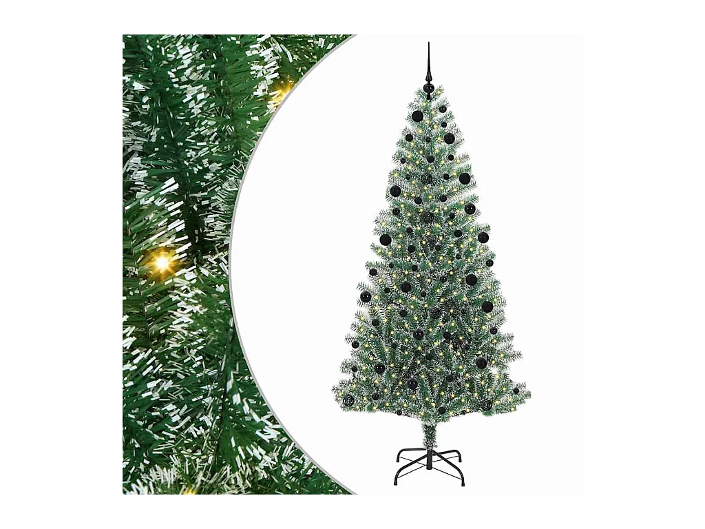 Árbol de Navidad Artificial Nevado con Luz LED Verde y 210 cm