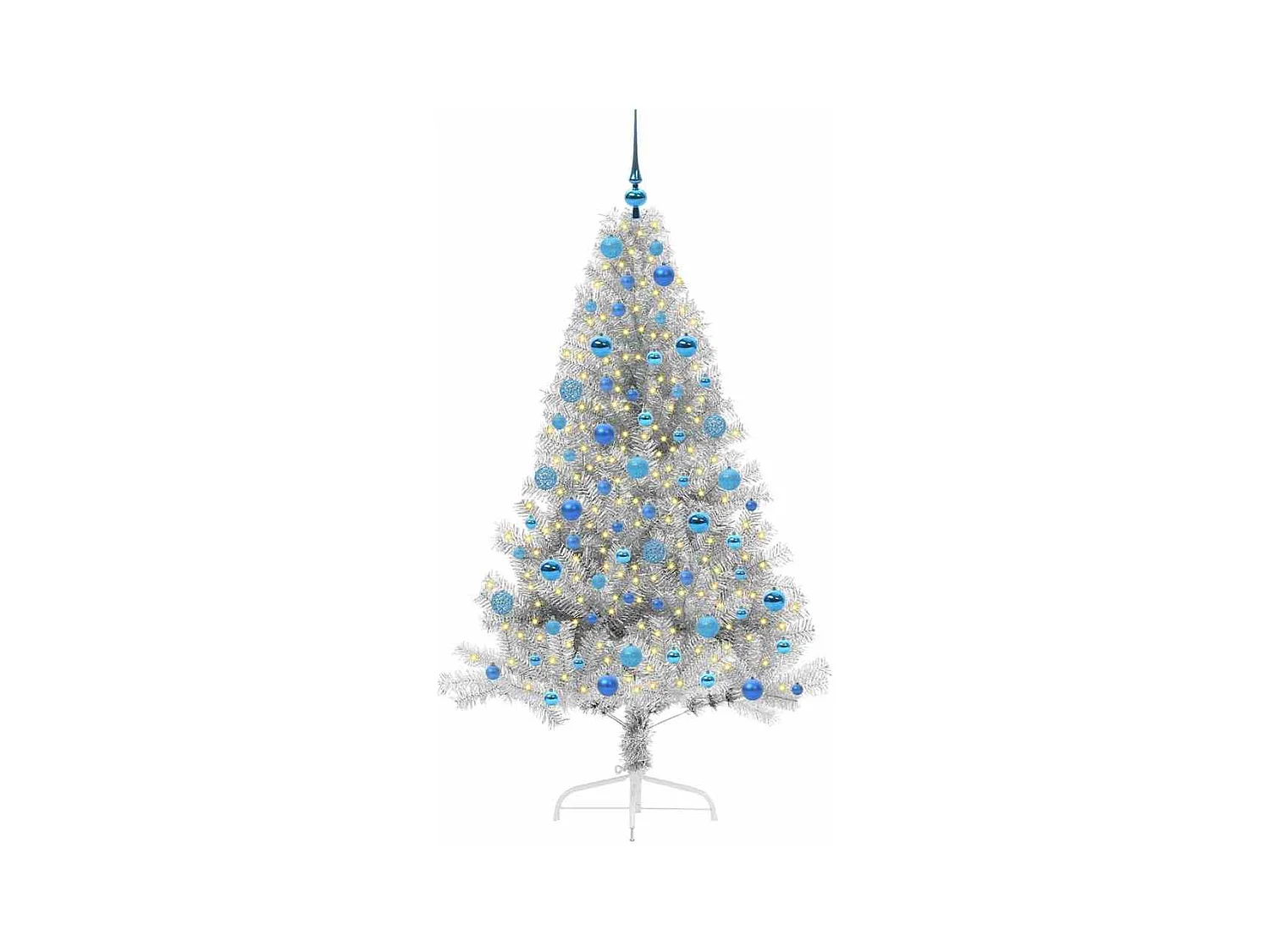 Sapin de Noël artificiel pré-éclairé Argent 180 cm PET