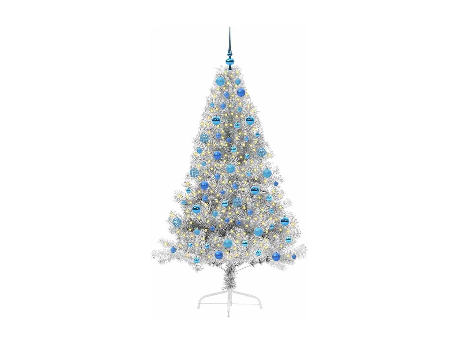 Sapin de Noël artificiel pré-éclairé Argent 180 cm PET