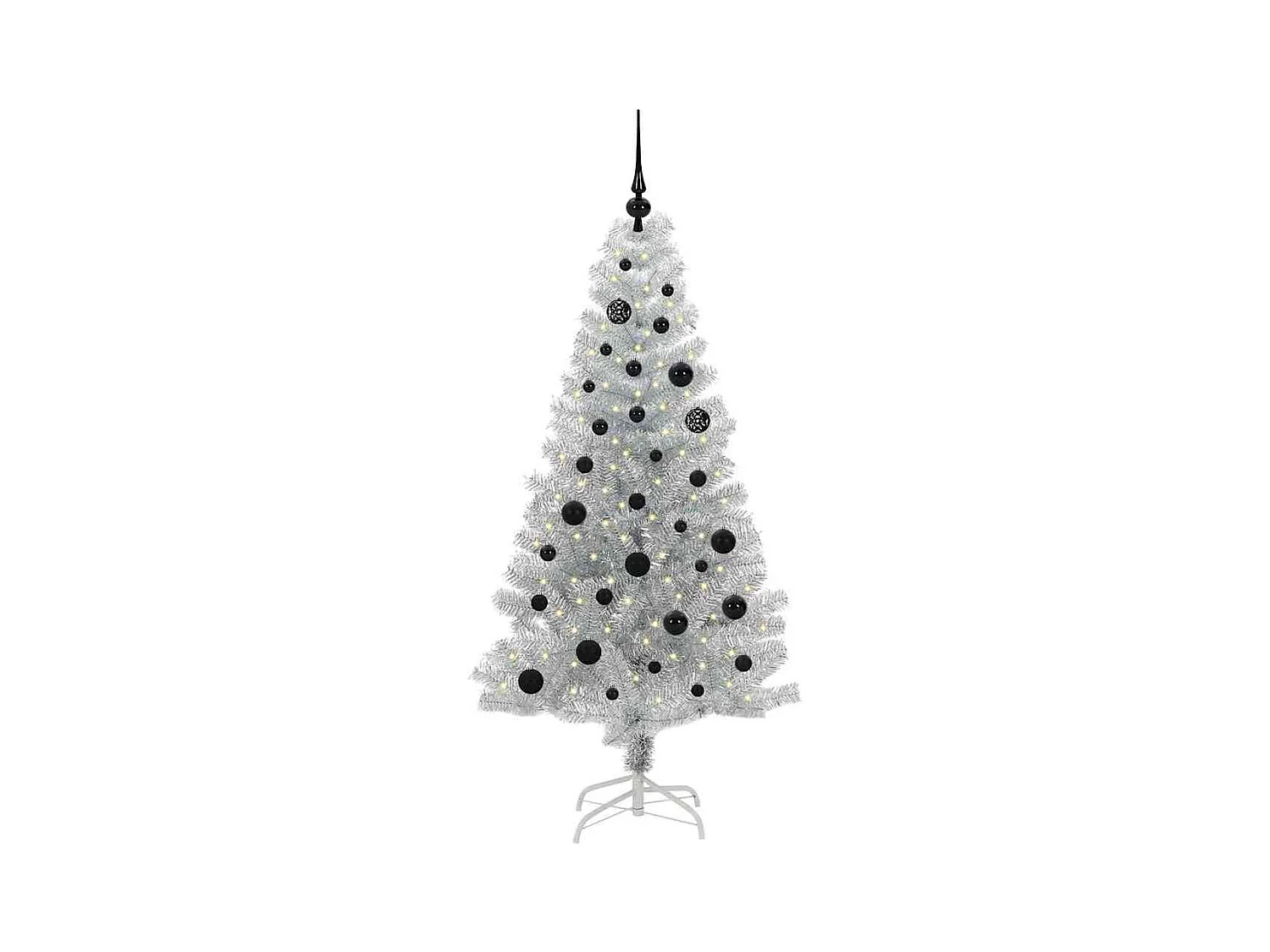 Sapin de Noël avec 150 LED avec support Argent 150 cm PET