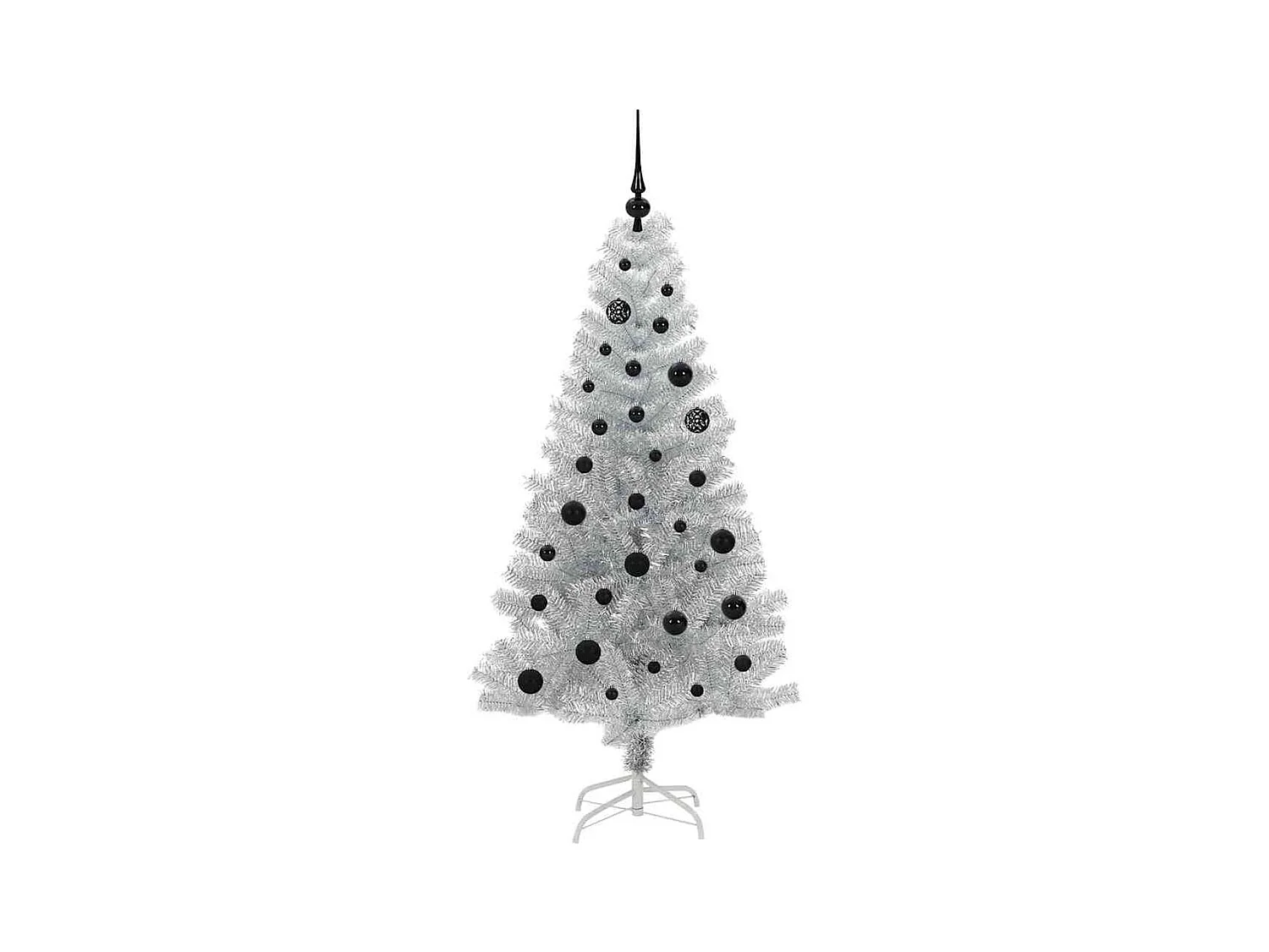 Sapin de Noël avec 150 LED avec support Argent 150 cm PET