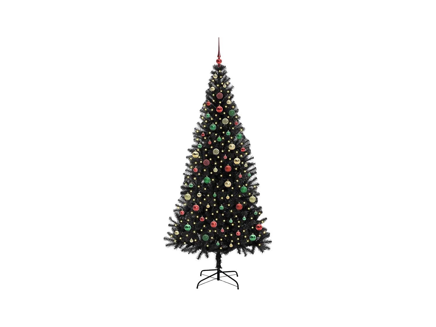 Sapin de Noël avec 300 LED avec support Noir 210 cm PVC