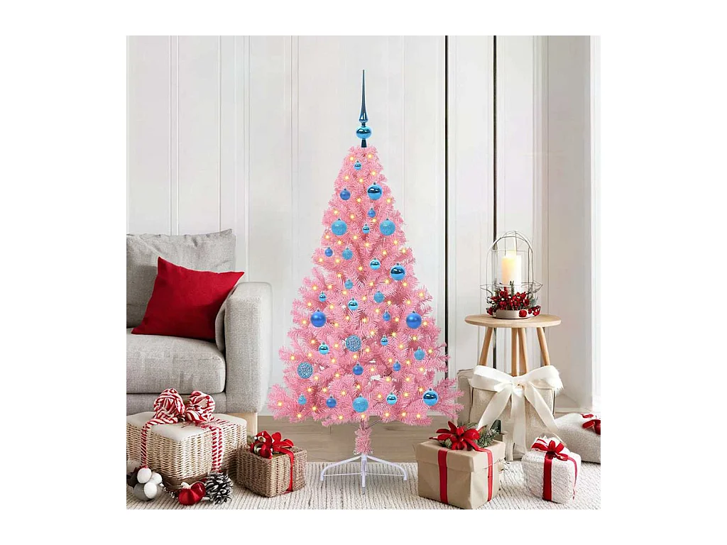 Árbol de Navidad Artificial Preiluminado Rosa 150 cm PVC