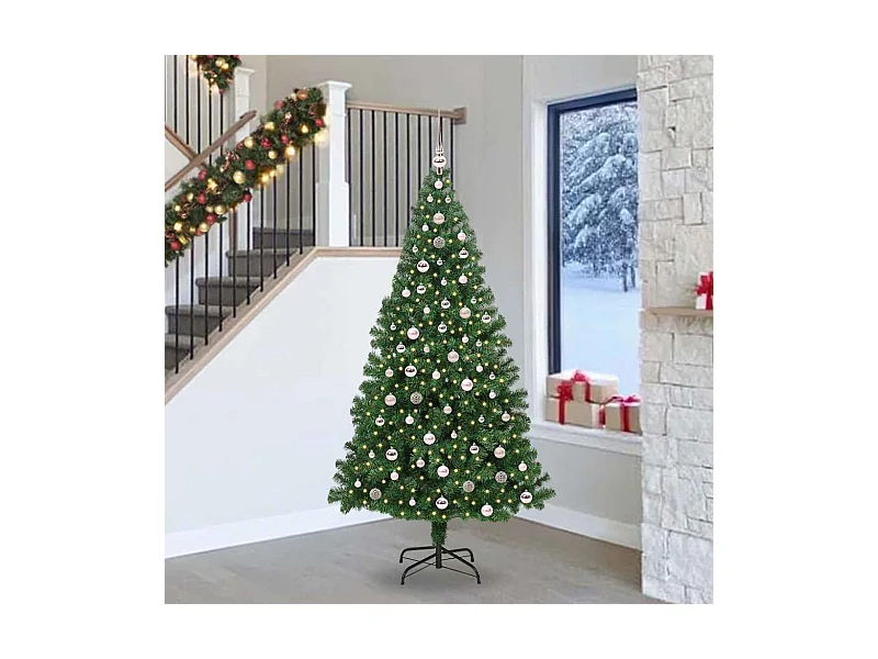 Árbol de Navidad artificial Verde 240 cm PVC y Acero y Plástico