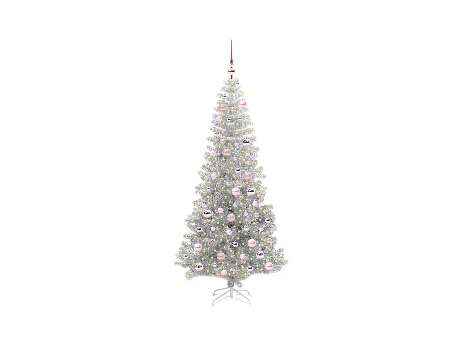 Sapin de Noël avec 300 LED avec support Argent 180 cm PET