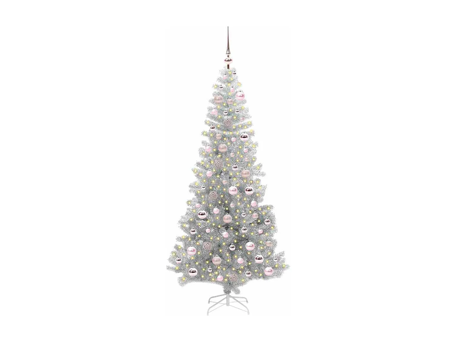 Sapin de Noël avec 300 LED avec support Argent 180 cm PET
