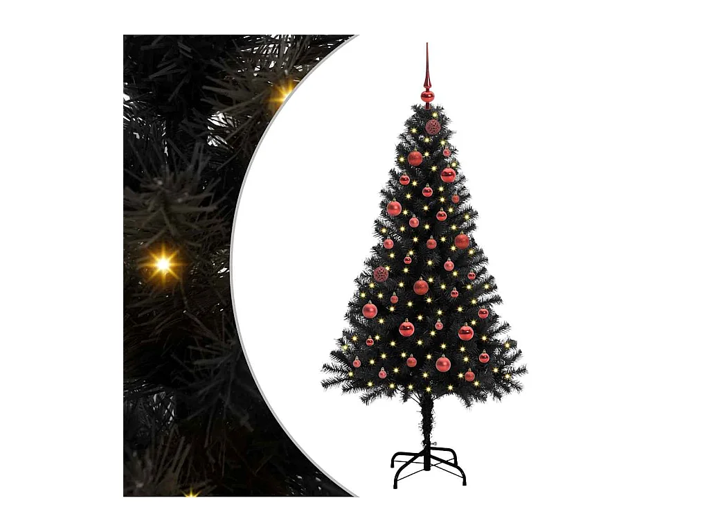 Sapin de Noël avec 150 LED avec support Noir 150 cm PVC