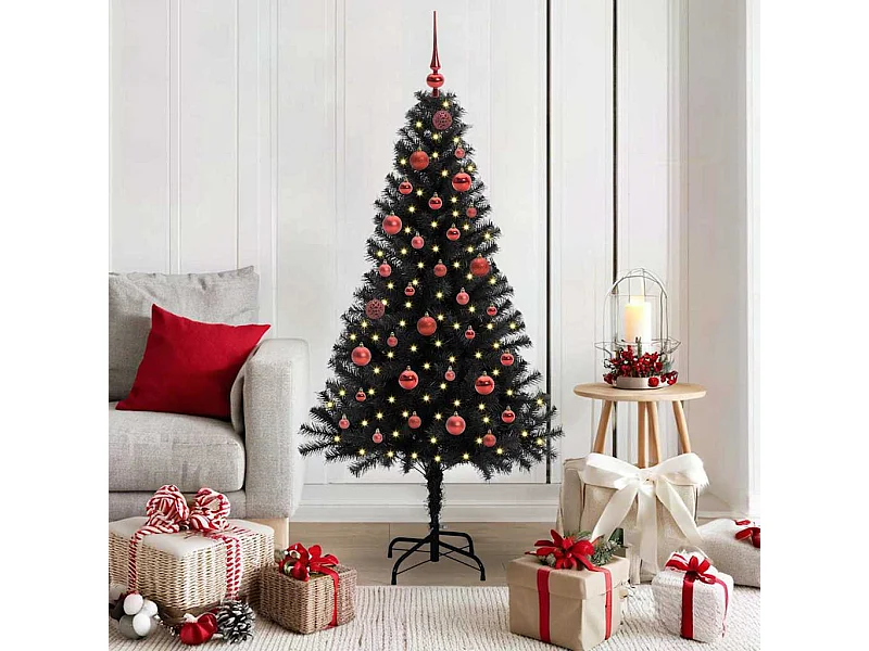 Árvore de Natal com 150 LEDs com suporte Preto 150 cm PVC