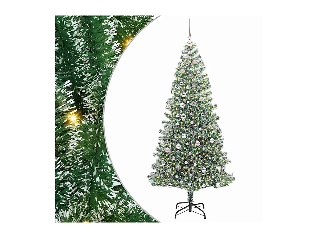 Árbol de Navidad Artificial Nevado con Luz LED Verde y 240 cm