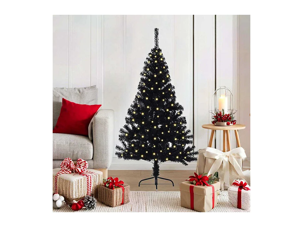 Árvore de Natal com luzes decorativas de corda Preto 120 cm