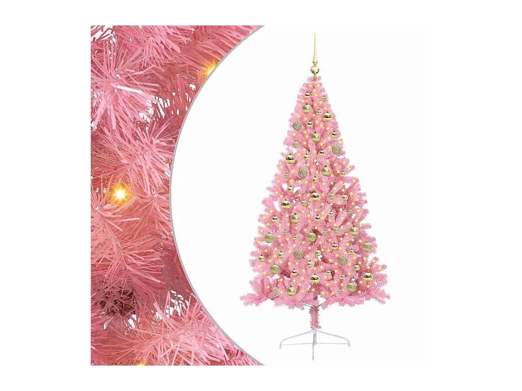 Sapin de Noël artificiel pré-éclairé Rose 210 cm PVC