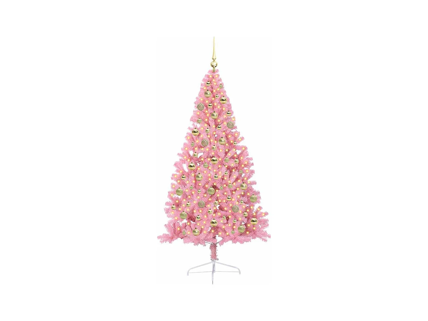 Sapin de Noël artificiel pré-éclairé Rose 210 cm PVC