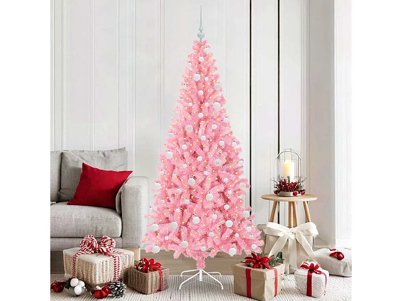 Sapin de Noël avec 300 LED avec support Rose 180 cm PVC