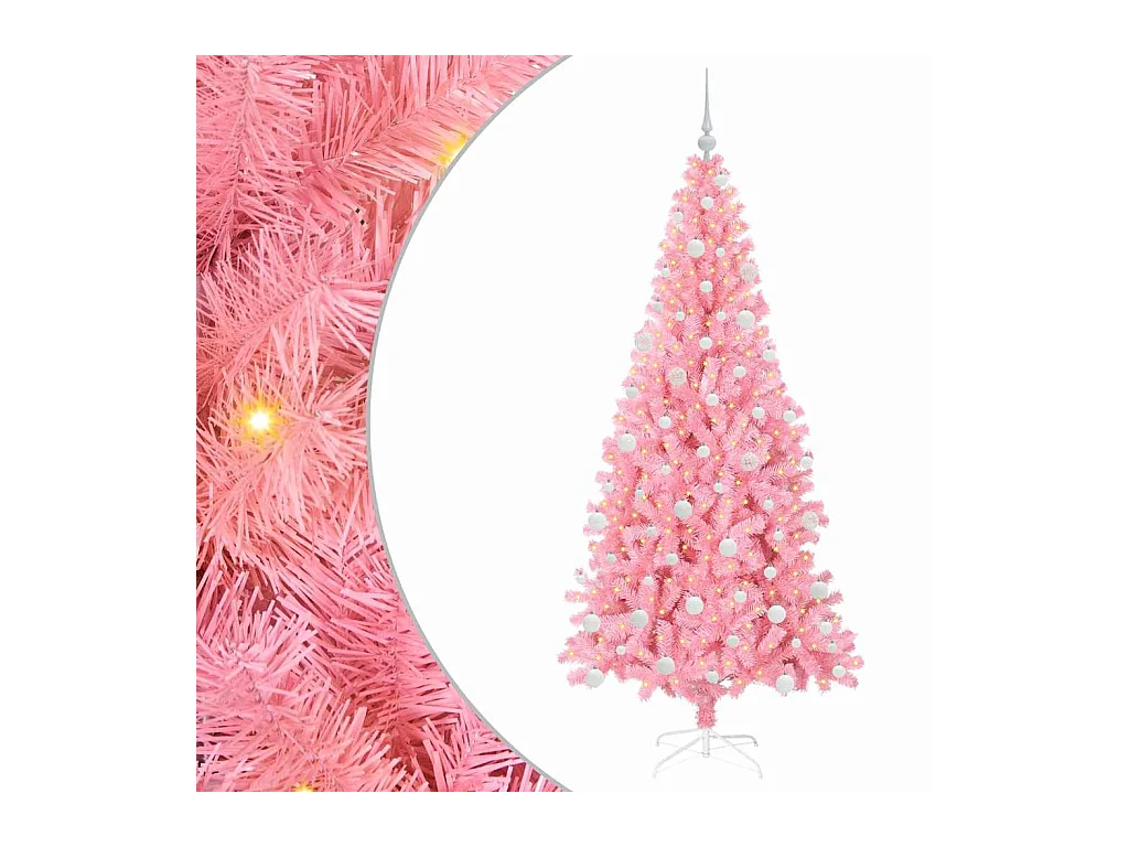 Sapin de Noël avec 300 LED avec support Rose 180 cm PVC