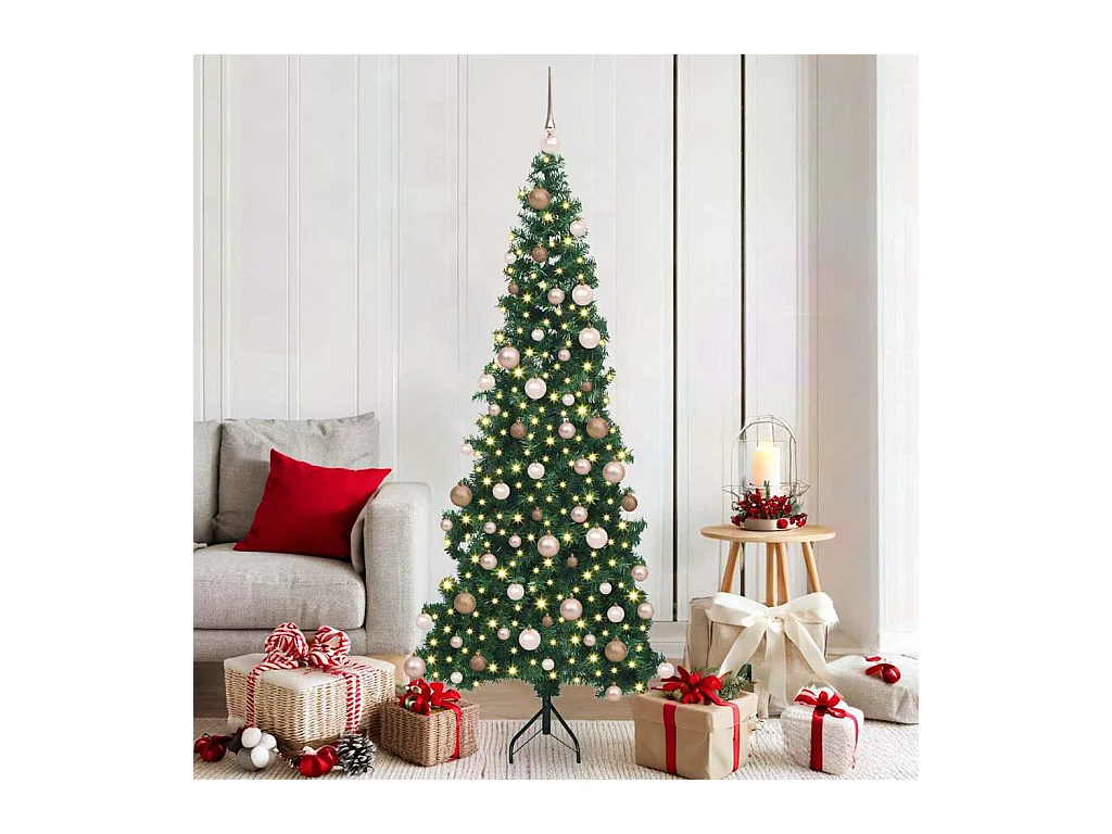 Árbol de Navidad Artificial de Esquina Verde 180 cm PVC y Metal