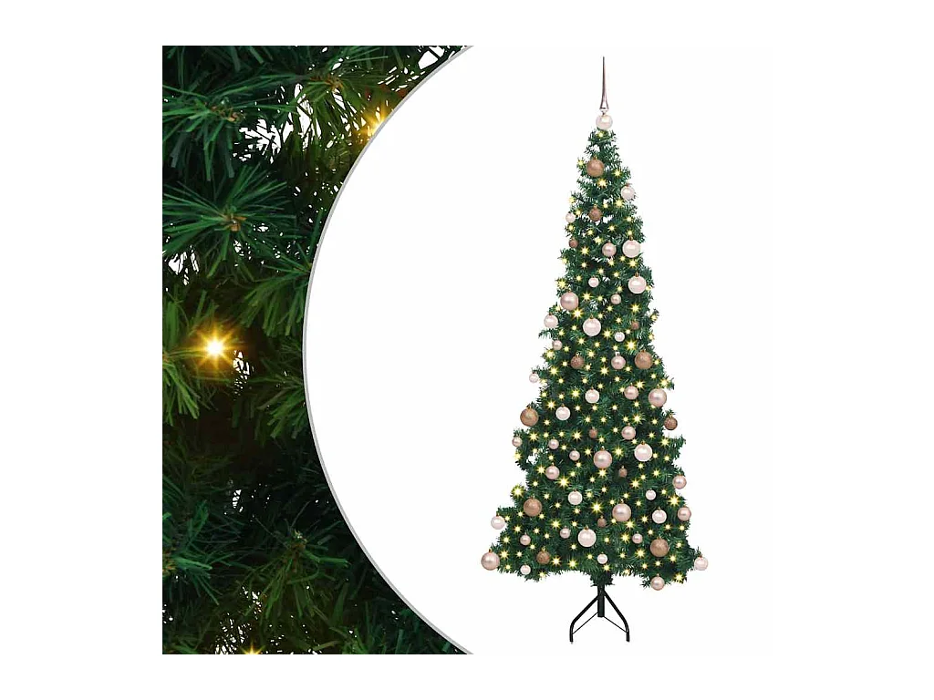 Árbol de Navidad Artificial de Esquina Verde 180 cm PVC y Metal