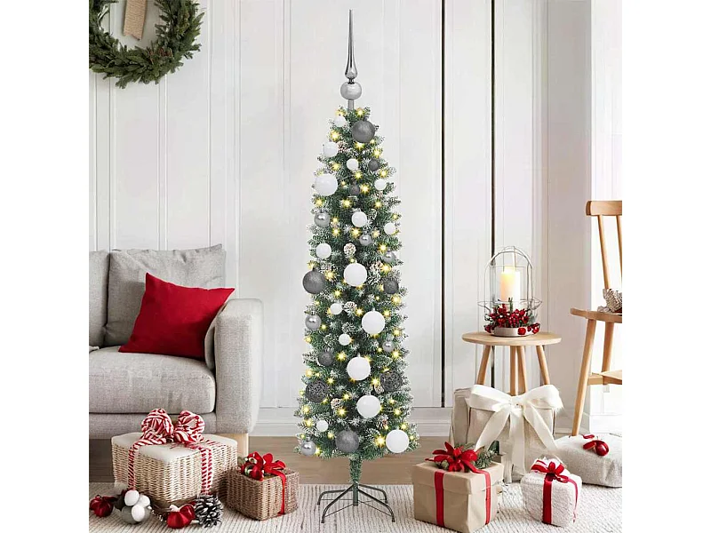 Arbre de Noël artificiel slim avec 150 LED Vert 120 cm