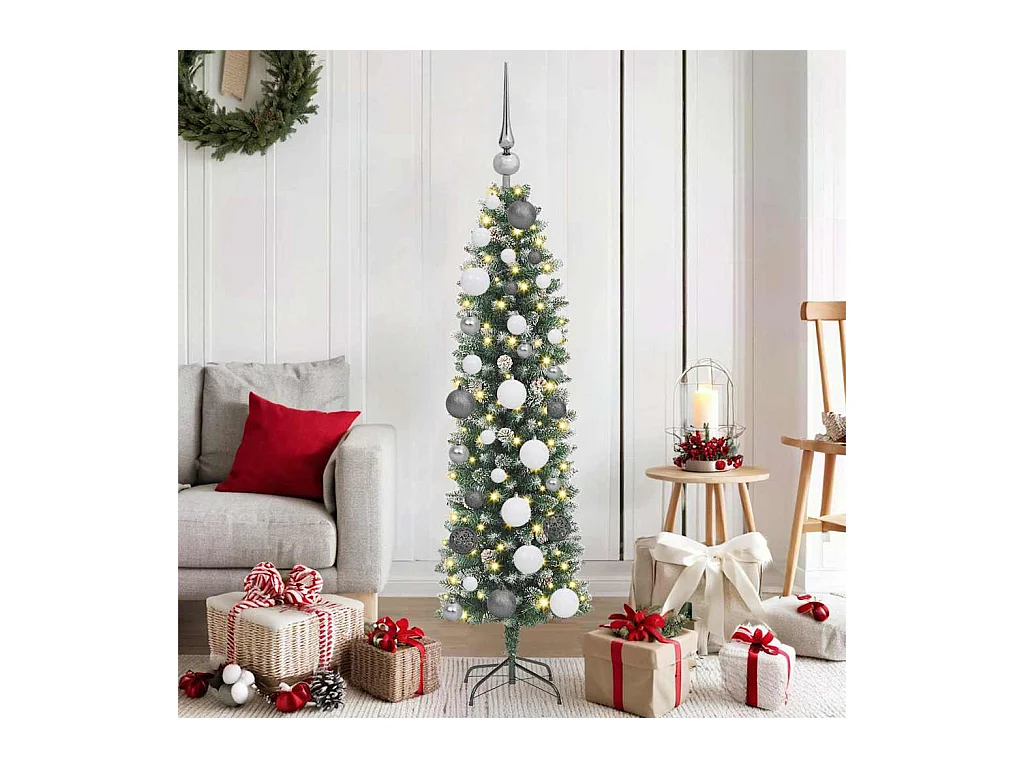 Arbre de Noël artificiel slim avec 150 LED Vert 120 cm