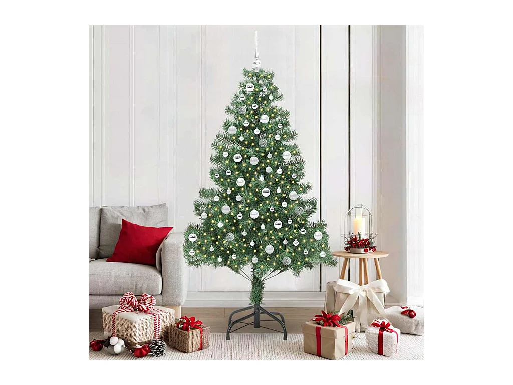 Sapin de Noël avec 300 LED avec support Vert 210 cm PVC