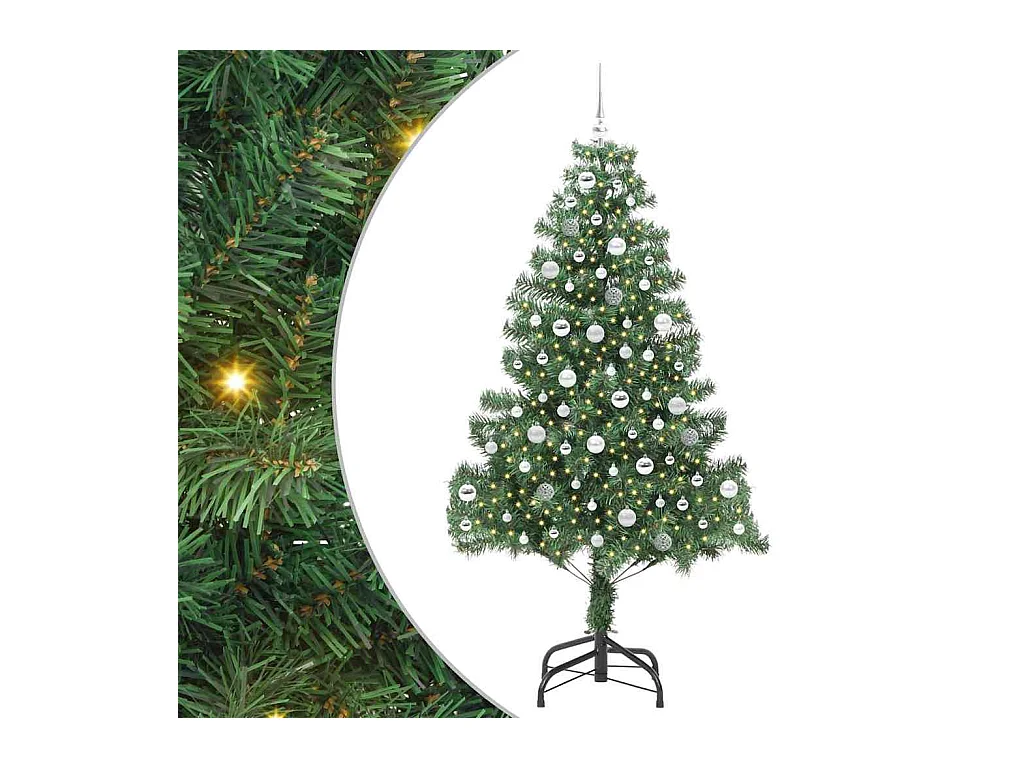 Sapin de Noël avec 300 LED avec support Vert 210 cm PVC