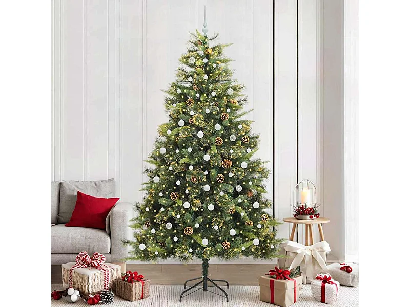 Sapin de Noël artificiel avec branches pliables et cônes 240 cm