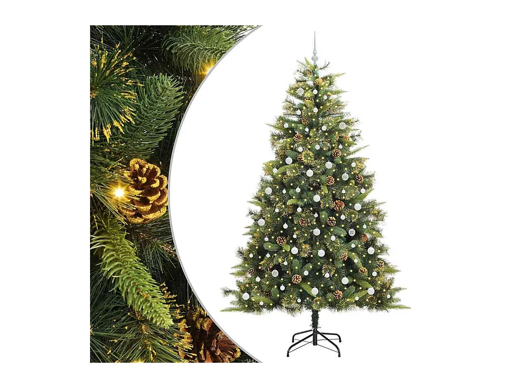 Sapin de Noël artificiel avec branches pliables et cônes 240 cm