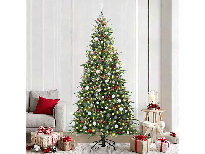Kunstmatige Hinged Kerstboom met 300 LED Groen 240 cm PE en PVC