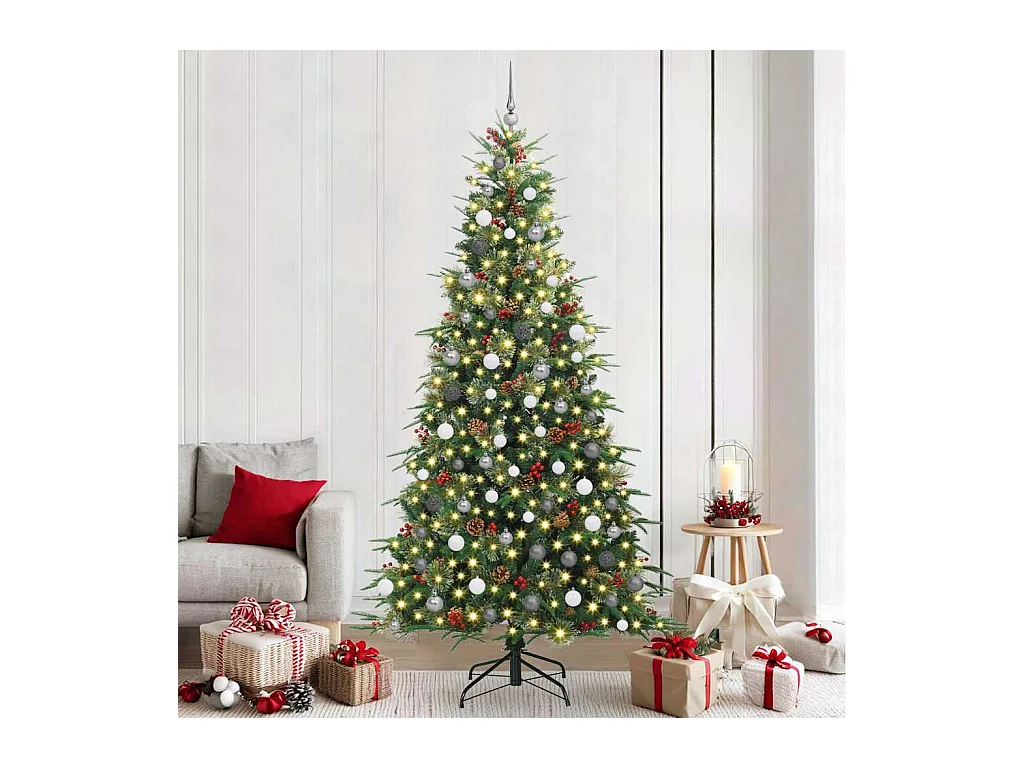 Kunstmatige Hinged Kerstboom met 300 LED Groen 240 cm PE en PVC