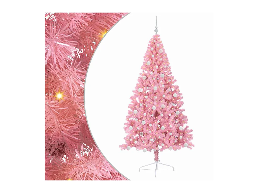 Sapin de Noël artificiel pré-éclairé Rose 240 cm PVC