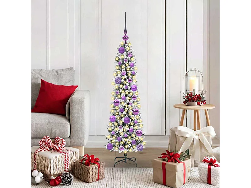 Kunstkerstboom Groen en wit 120 cm PVC en Metaal en Plastic