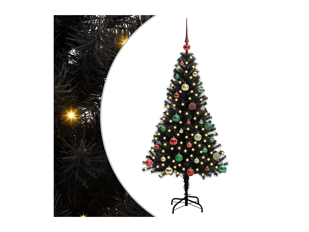 Árbol de Navidad con 150 LED con soporte Negro 150 cm PVC