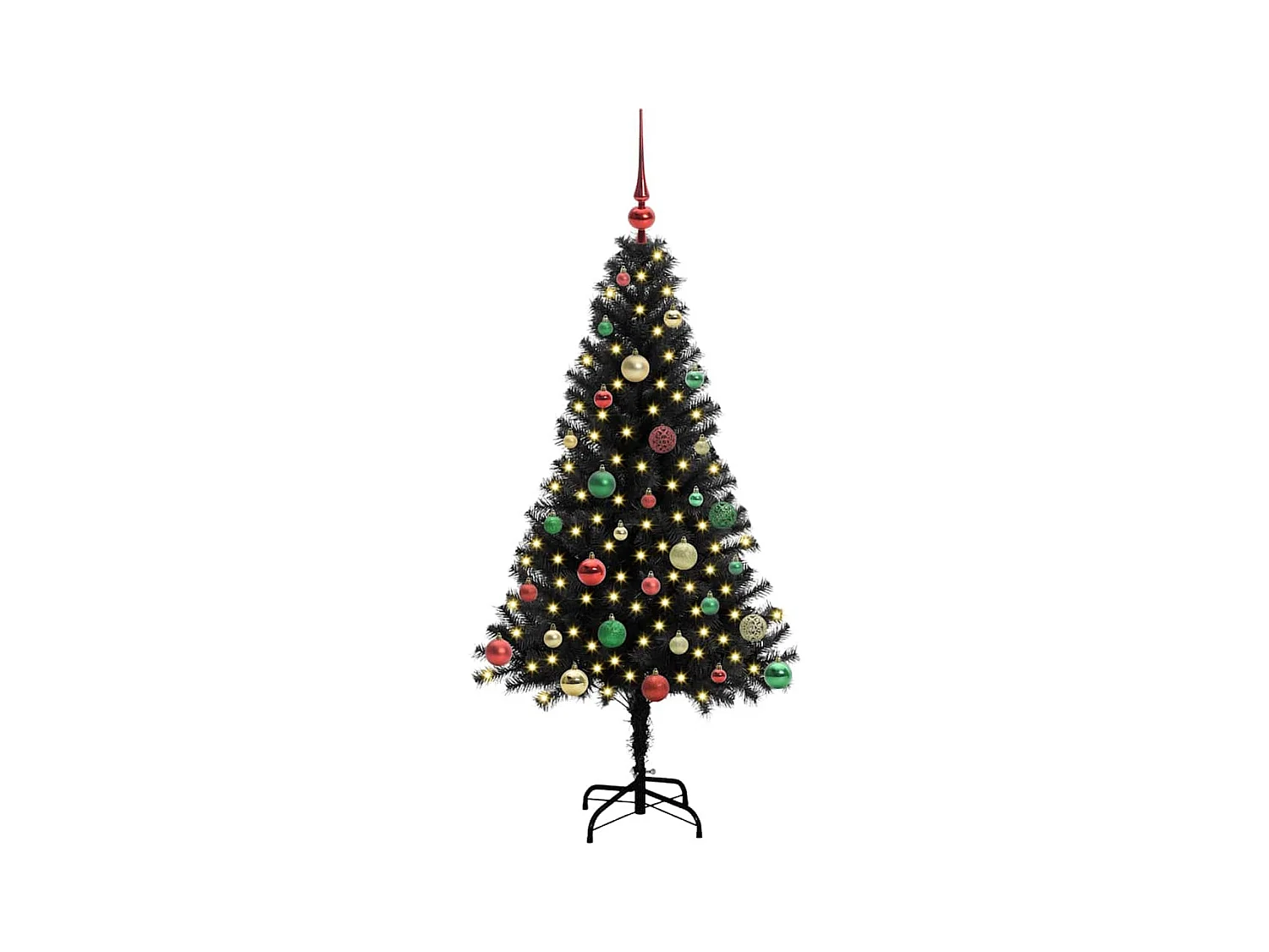 Árbol de Navidad con 150 LED con soporte Negro 150 cm PVC
