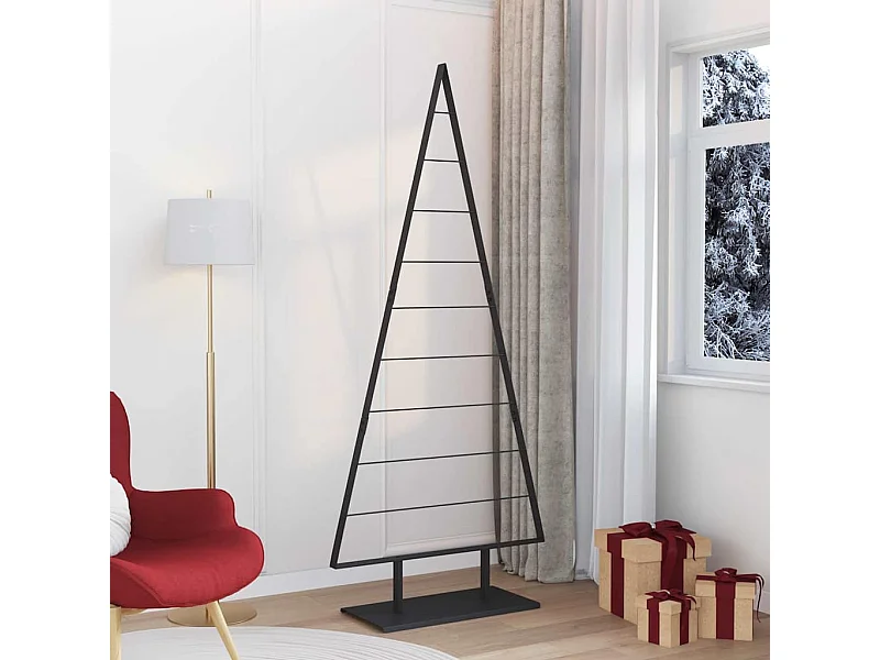 Árvore de Natal de metal com suporte Preto 210 cm Aço
