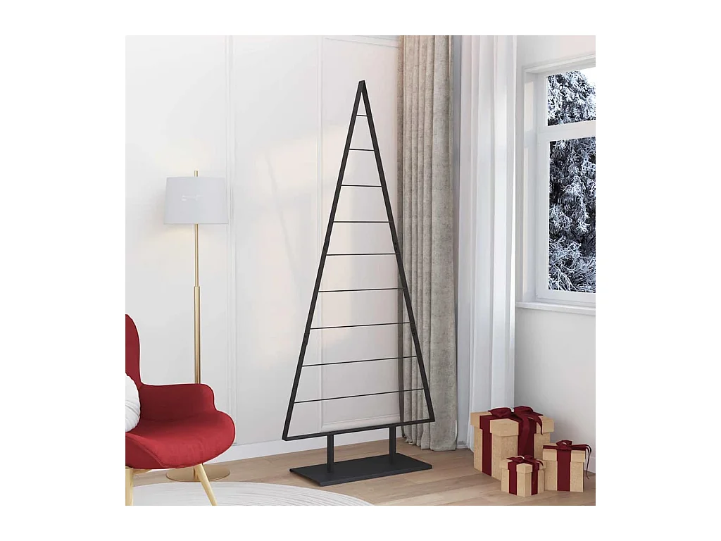 Árvore de Natal de metal com suporte Preto 210 cm Aço