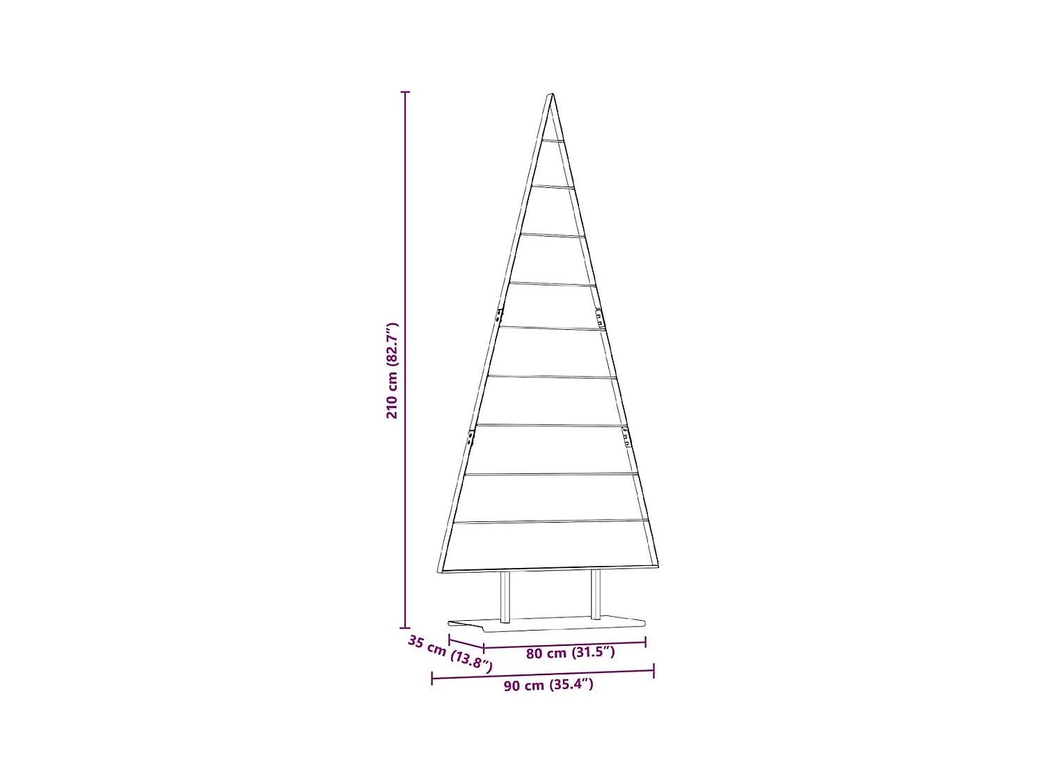 Árvore de Natal de metal com suporte Preto 210 cm Aço