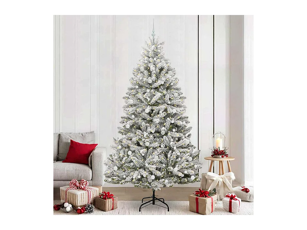 Sapin de Noël artificiel Vert et blanc 240 cm PVC et métal