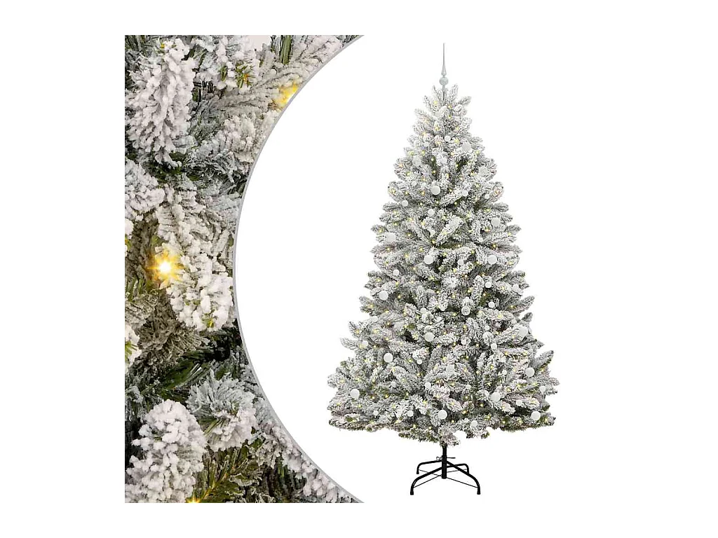 Sapin de Noël artificiel Vert et blanc 240 cm PVC et métal